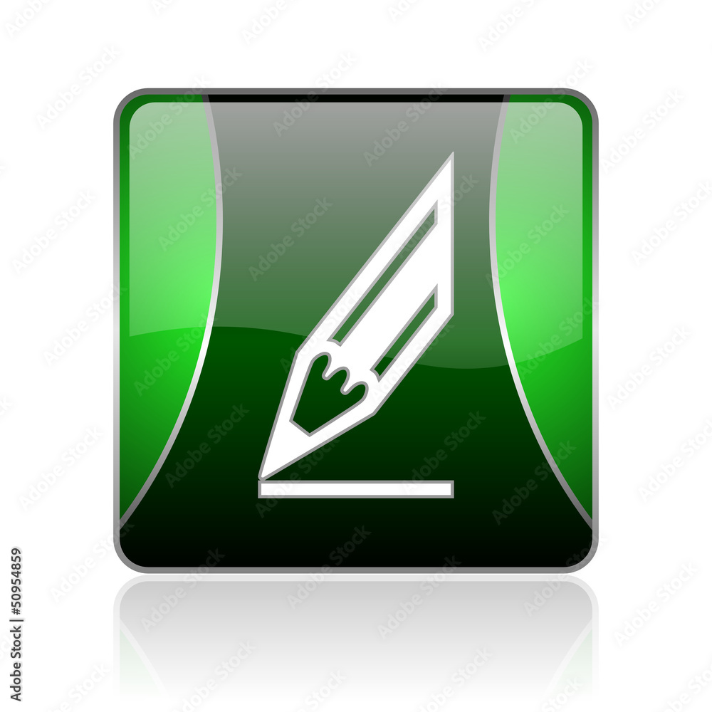 draw black and green square web glossy icon