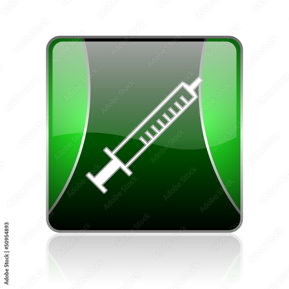 syringe black and green square web glossy icon syringe black and green square web glossy icon