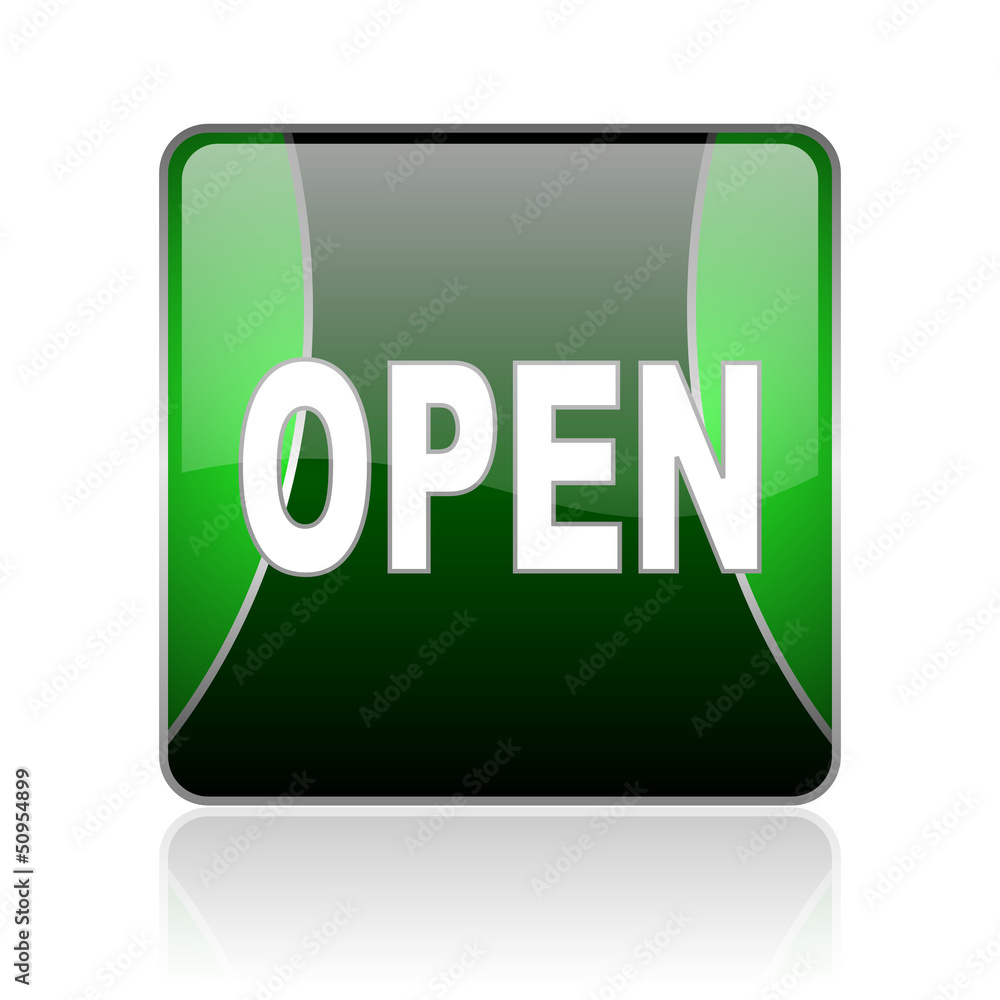 open black and green square web glossy icon open black and green square web glossy icon