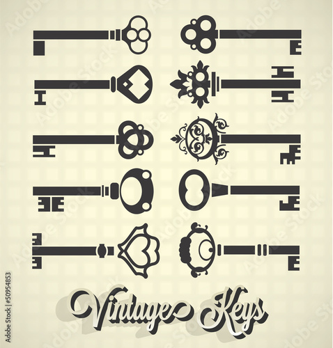 Vector Set: Vintage Key Silhouettes