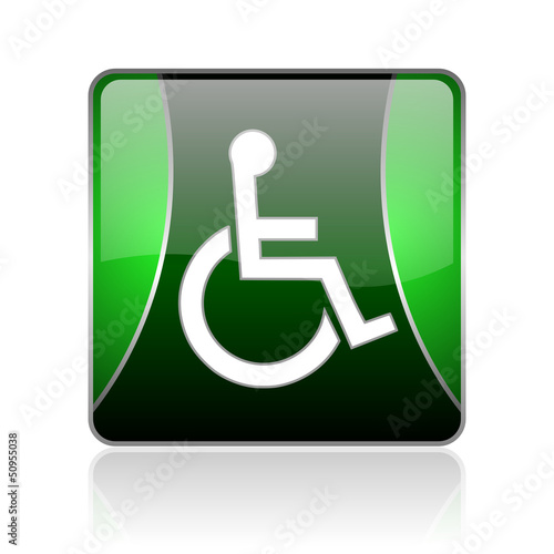 accessibility black and green square web glossy icon