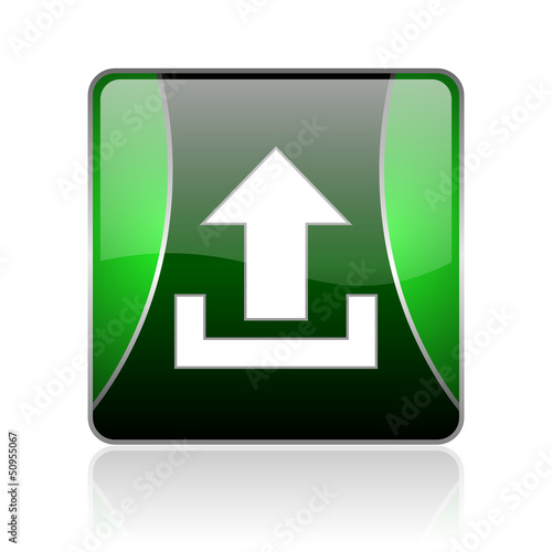 upload black and green square web glossy icon