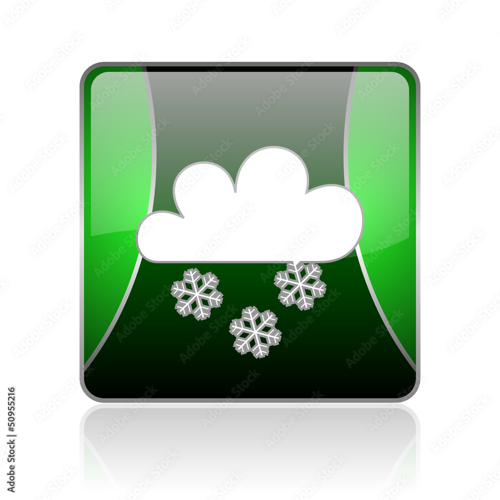 weather forecast black and green square web glossy icon
