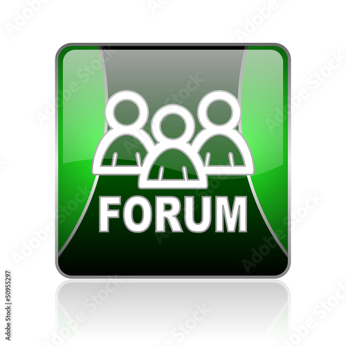 forum black and green square web glossy icon