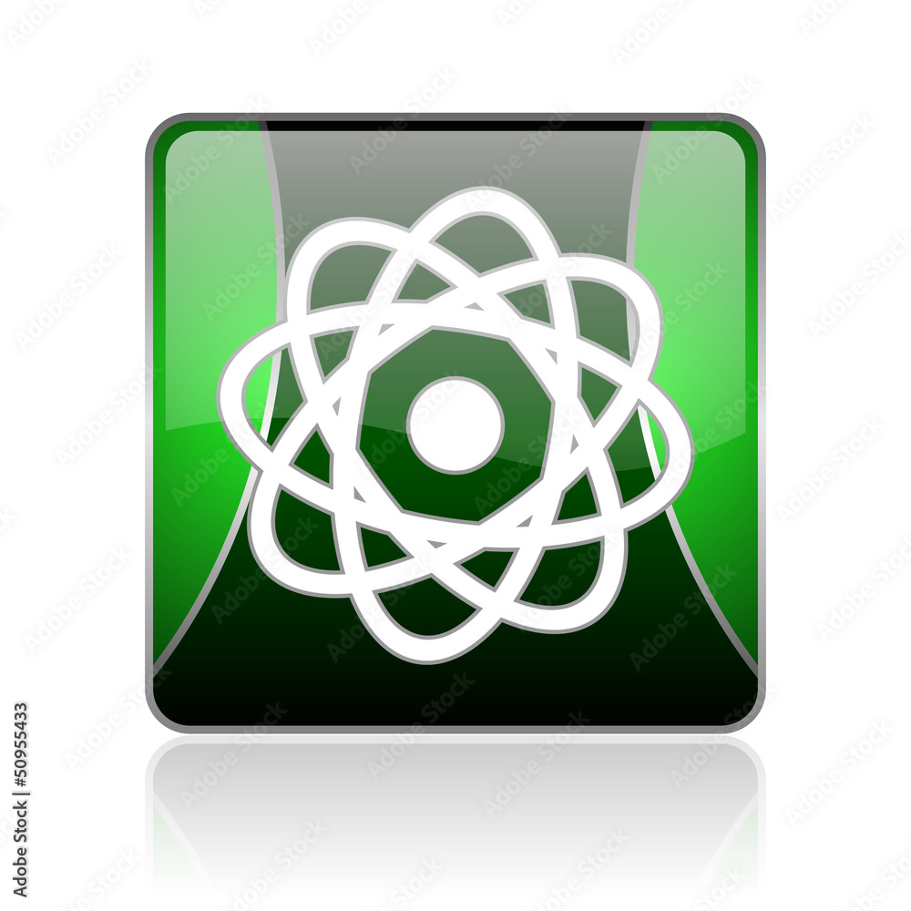 atom black and green square web glossy icon atom black and green square web glossy icon