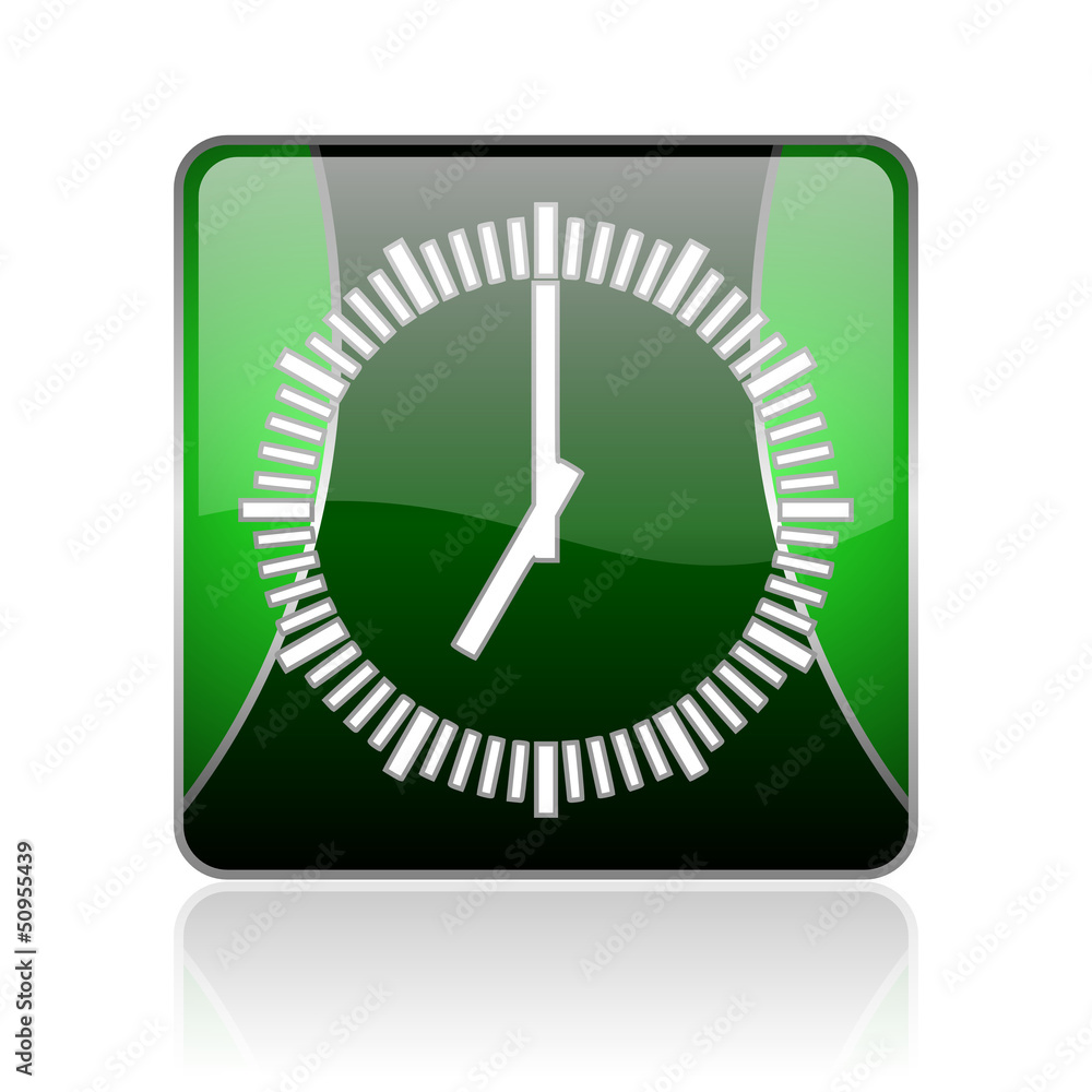 clock black and green square web glossy icon clock black and green square web glossy icon