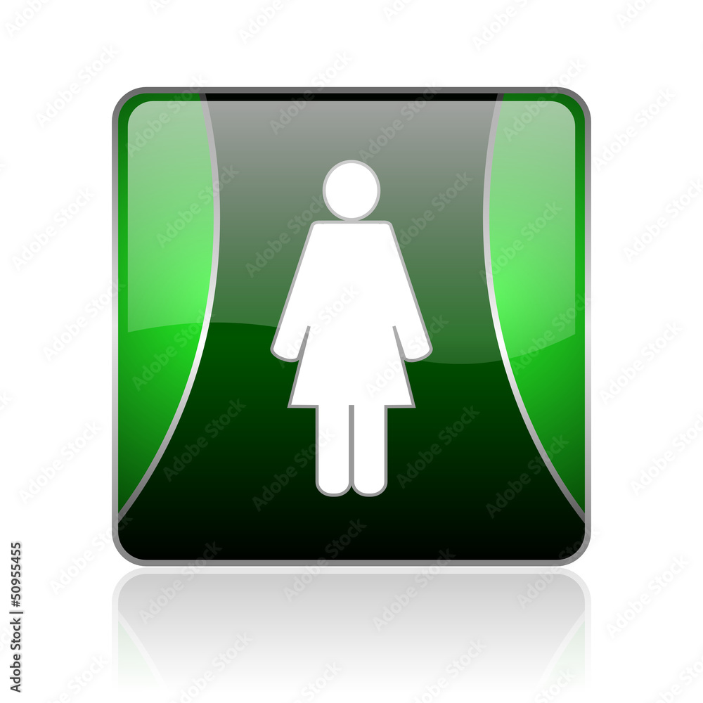 woman black and green square web glossy icon woman black and green square web glossy icon