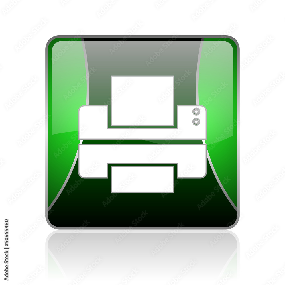 printer black and green square web glossy icon printer black and green square web glossy icon