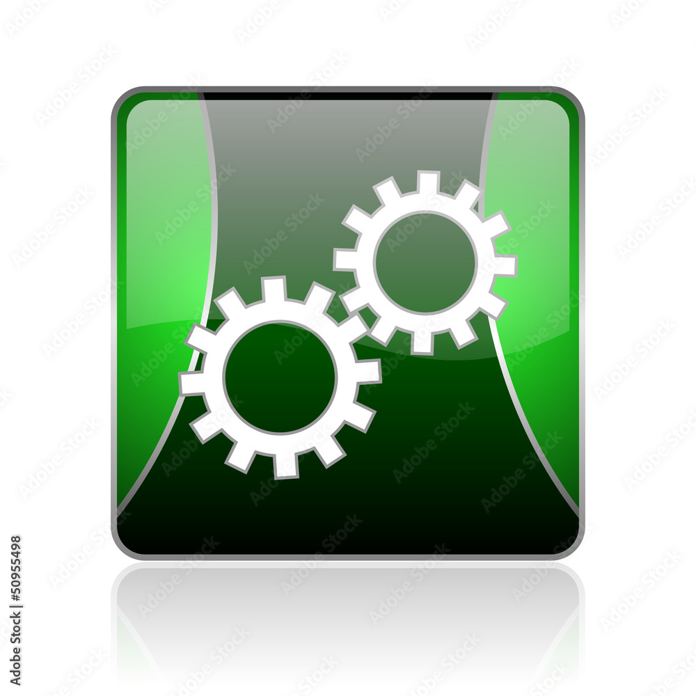 gears black and green square web glossy icon gears black and green square web glossy icon