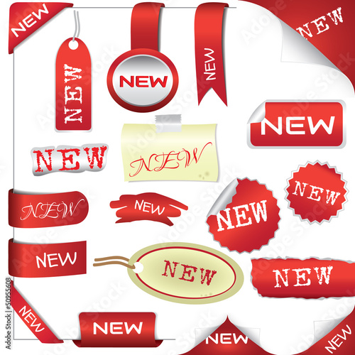 Set of red elements for new items