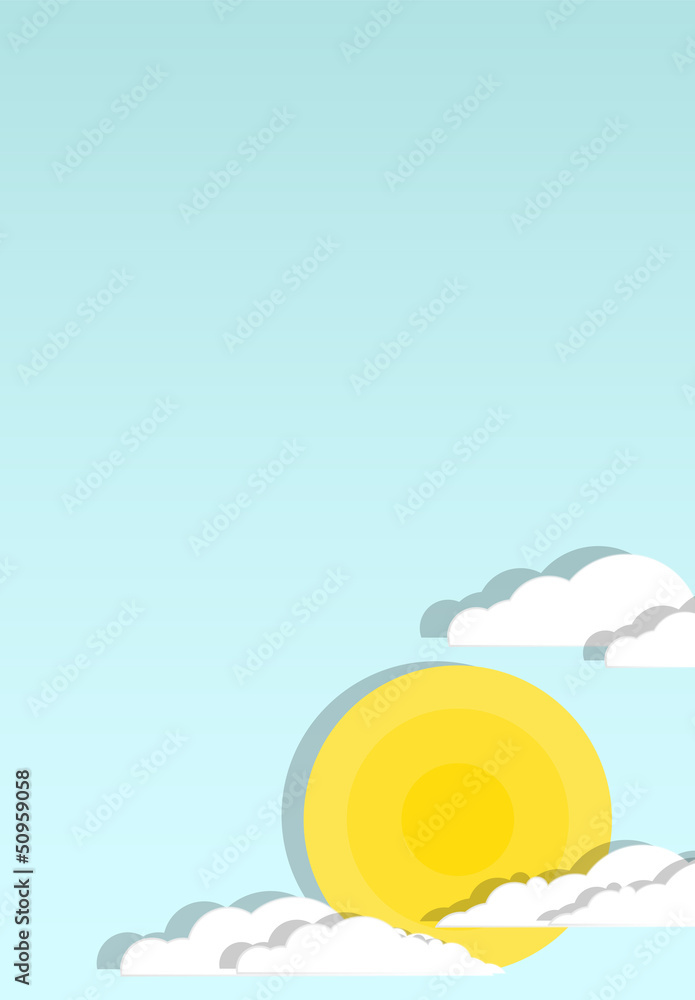 Sun in clouds with blue sky