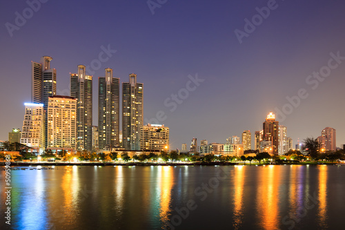 Modern residential area at twilight in Bangkok, Thailand © wirojsid