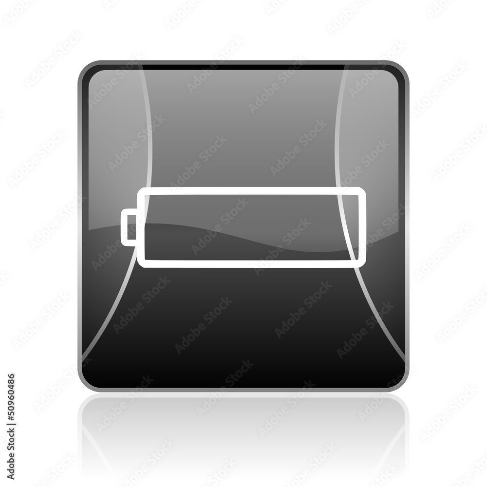 battery black square web glossy icon battery black square web glossy icon