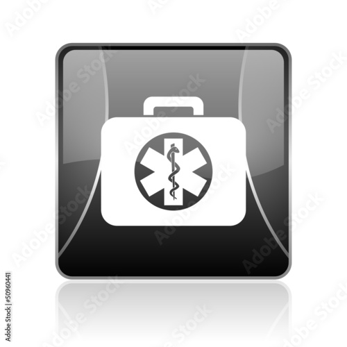 rescue kit black square web glossy icon