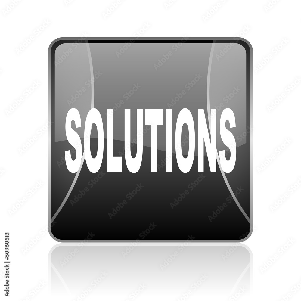 solutions black square web glossy icon solutions black square web glossy icon