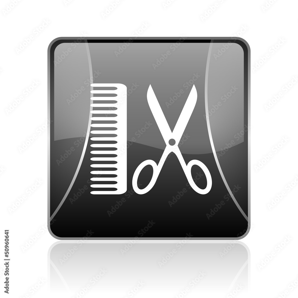 barber black square web glossy icon barber black square web glossy icon