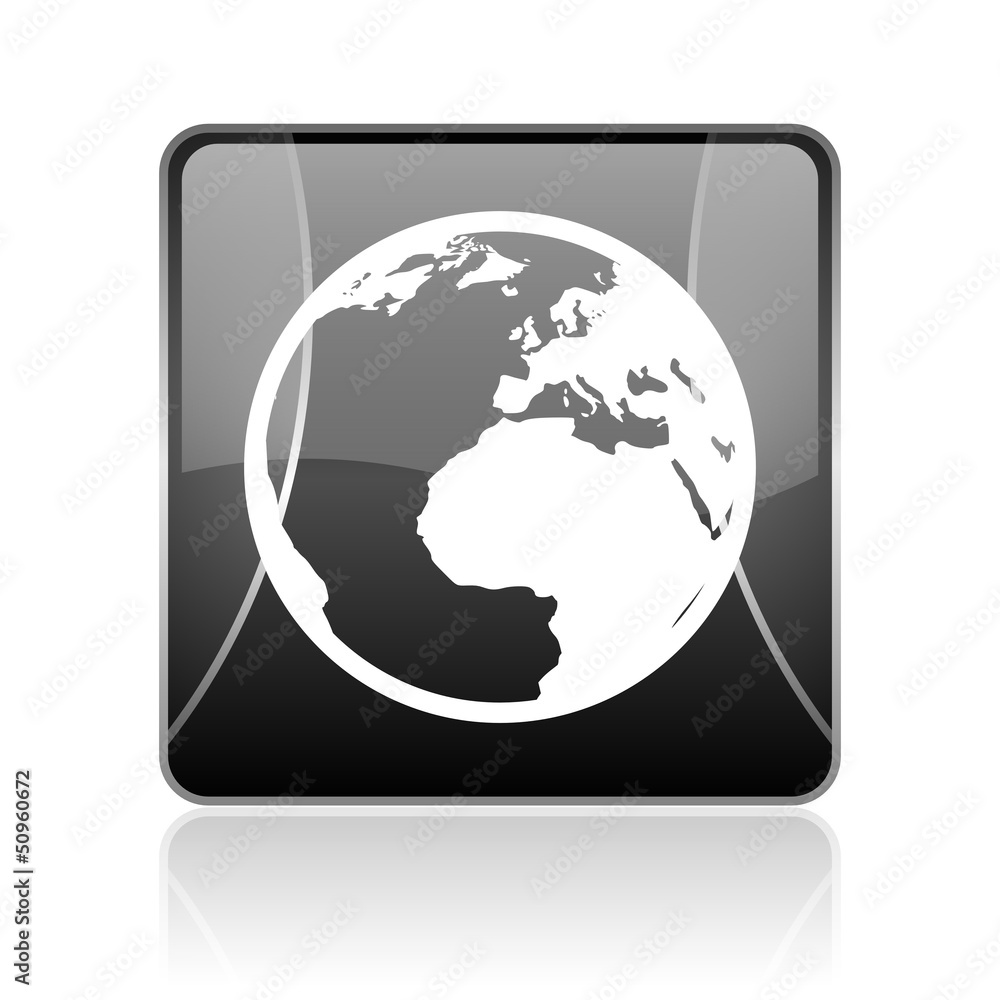 earth black square web glossy icon earth black square web glossy icon