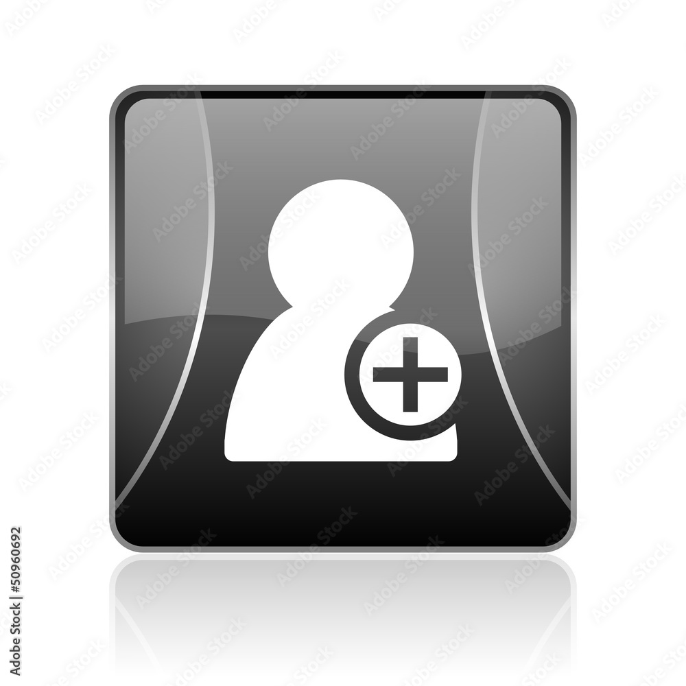 add contact black square web glossy icon