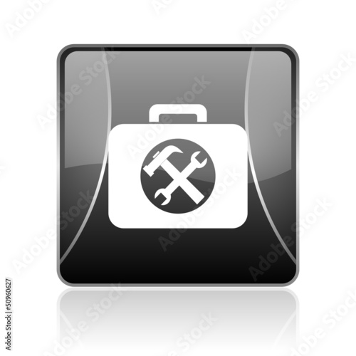 toolkit black square web glossy icon