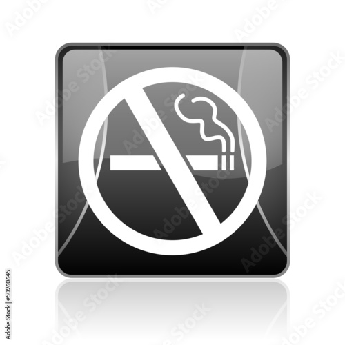 no smoking black square web glossy icon