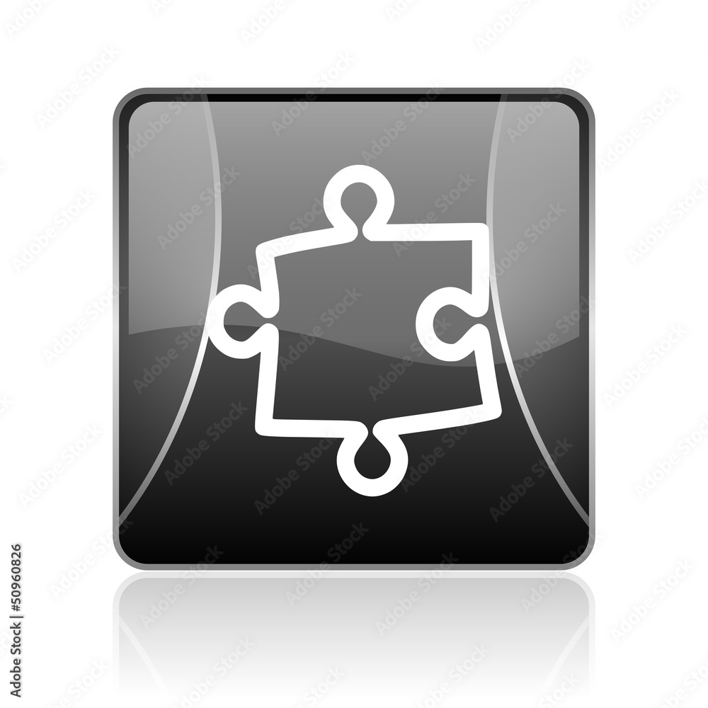 puzzle black square web glossy icon puzzle black square web glossy icon