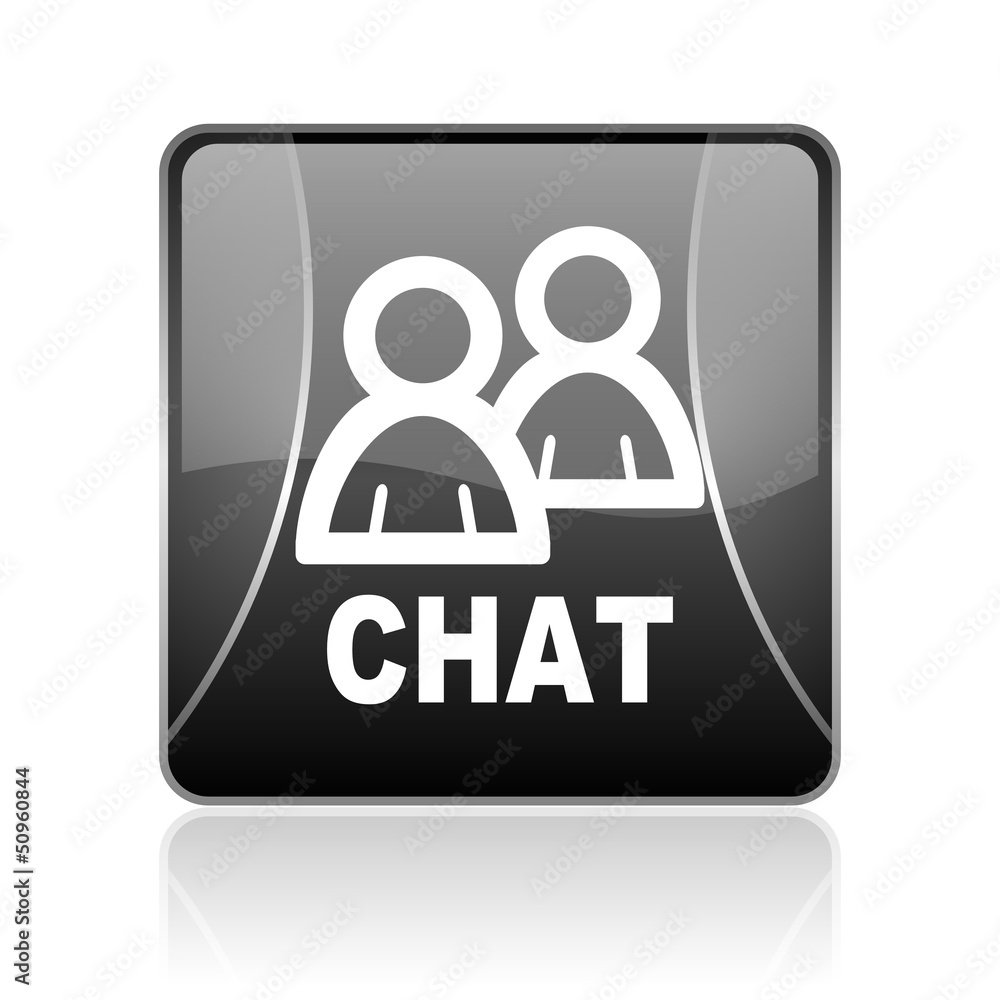 chat black square web glossy icon chat black square web glossy icon