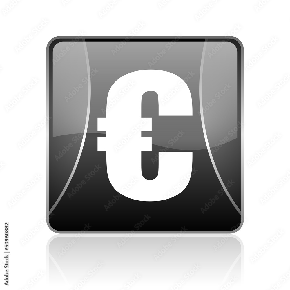 euro black square web glossy icon euro black square web glossy icon