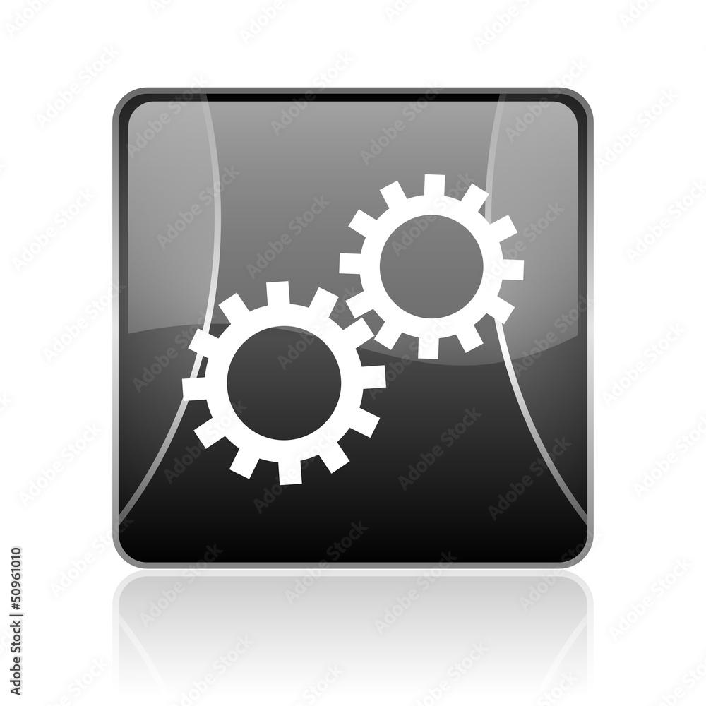 gears black square web glossy icon gears black square web glossy icon