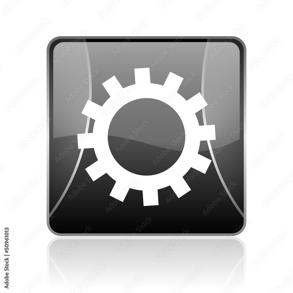 gears black square web glossy icon gears black square web glossy icon