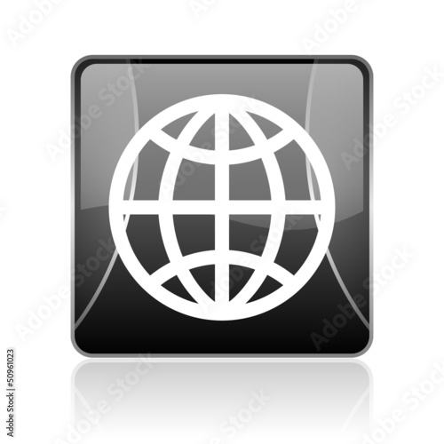 earth black square web glossy icon