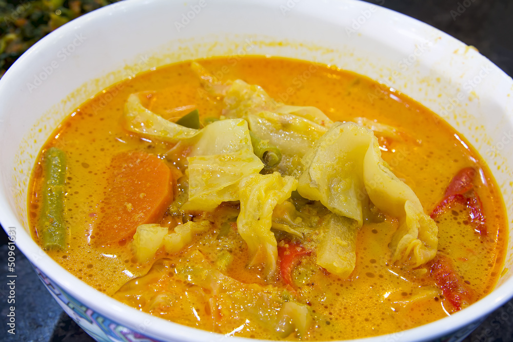 Naklejka premium Nonya Sayur Lodeh Vegetable Soup Dish Closeup