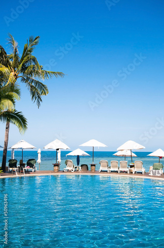 Tropical pool beside the sea