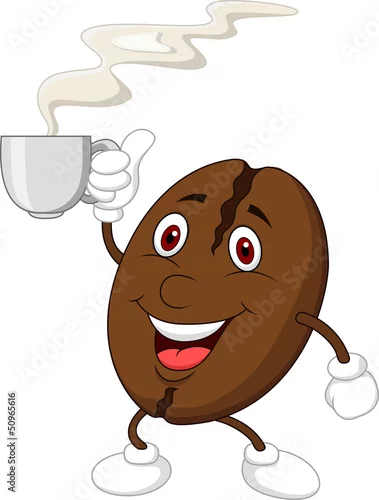 Naklejka na ścianę Postać z kreskówki ziarna kawy