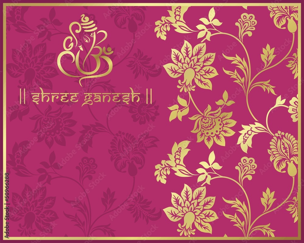 Ganesha, Hindu wedding card, royal Rajasthan, India