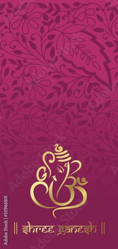 Ganesha, Hindu wedding card, royal Rajasthan, India