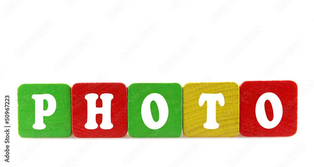 photo - isolated text in wooden building blocks photo - isolated text in wooden building blocks