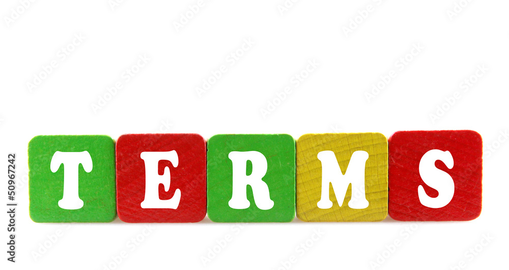 terms - isolated text in wooden building blocks terms - isolated text in wooden building blocks