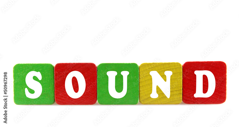 sound - isolated text in wooden building blocks sound - isolated text in wooden building blocks