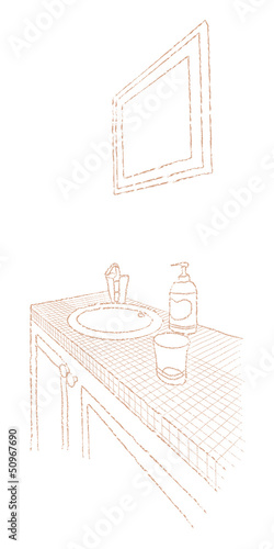 洗面台　線画
