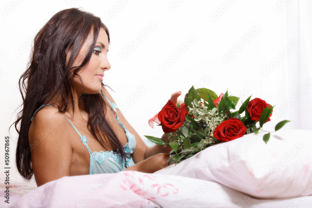 Portrait of young beautiful woman in red Portrait of young beautiful woman in red