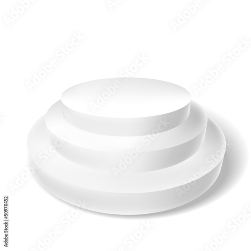 white podium with three steps