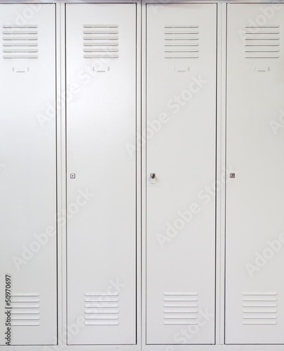 Konstfotografi Empty white school metal lockers