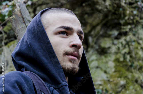 Young man with a hood