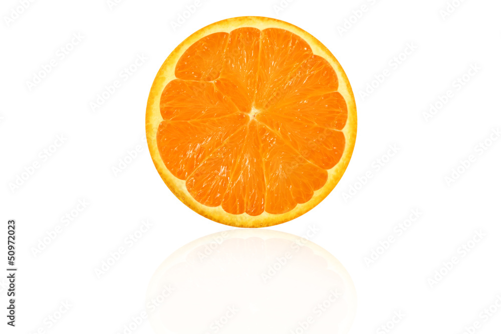 Pomarańcz, plaster na białym tle. - obrazy, fototapety, plakaty 