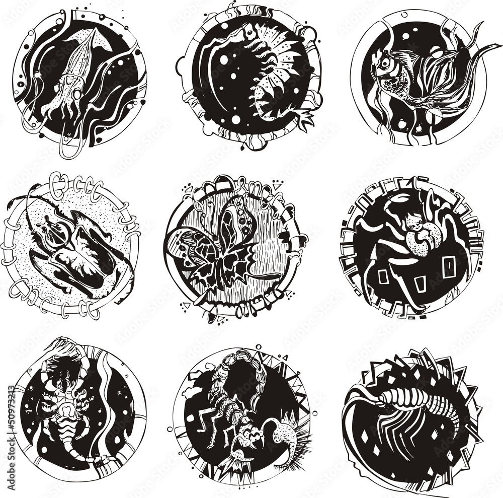 Round tattoos with animals Round tattoos with animals