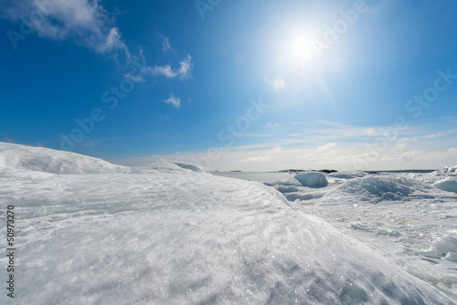 Frozen seashore in winter