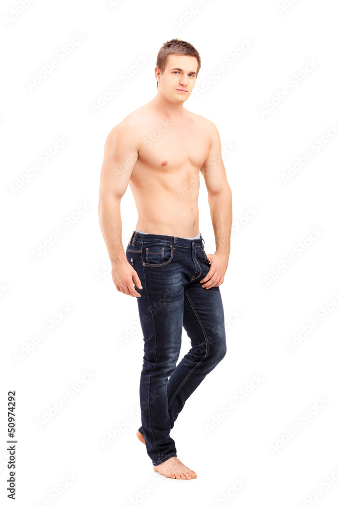 Full length portrait of a shirtless handsome man posing Full length portrait of a shirtless handsome man posing
