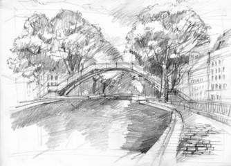 Canal Saint Martin in Paris with historical bridge