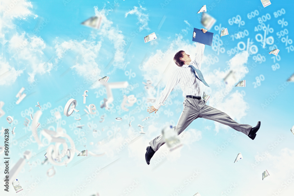 Fototapeta premium Image of jumping businessman