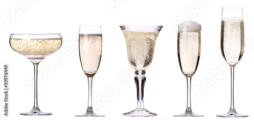 Vászonkép glass of champagne set isolated